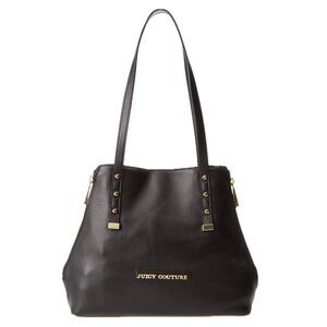 Juicy Couture Black Cow Hide Leather Orange Grove Winged Convertible Tote